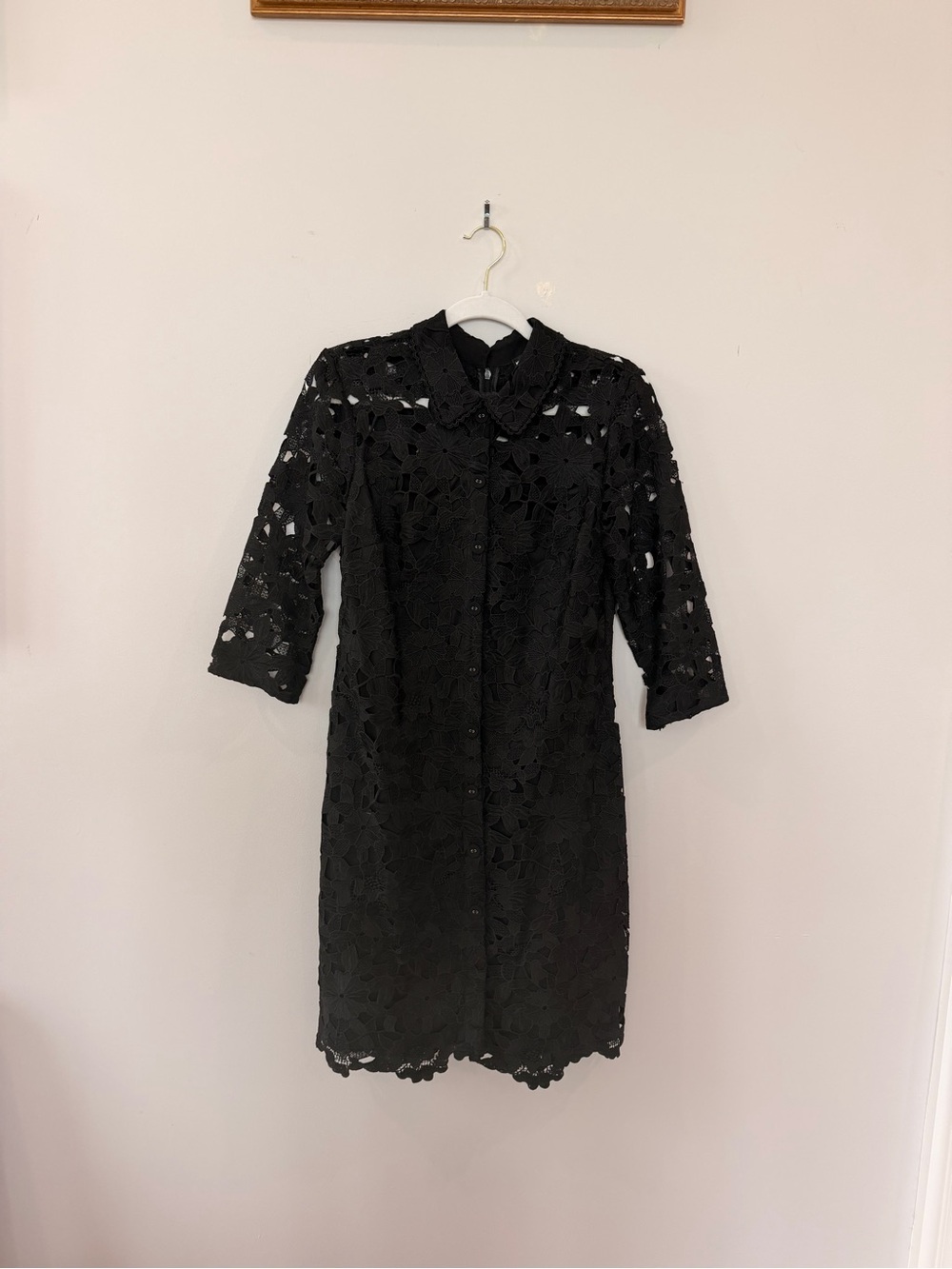 Karl Lagerfeld Black Floral Lace Shirt Dress